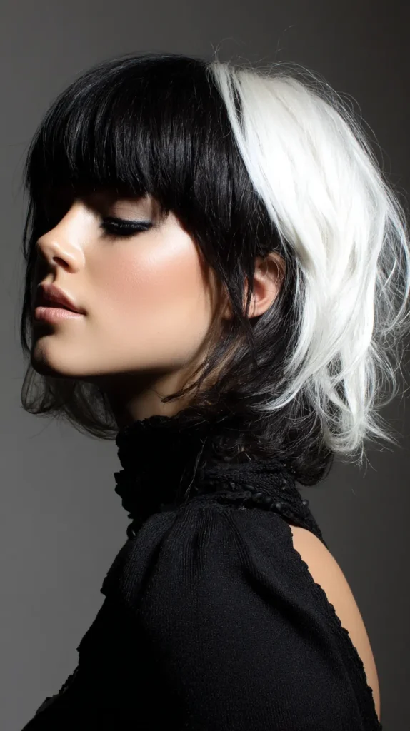 Black Hair with a White Bang