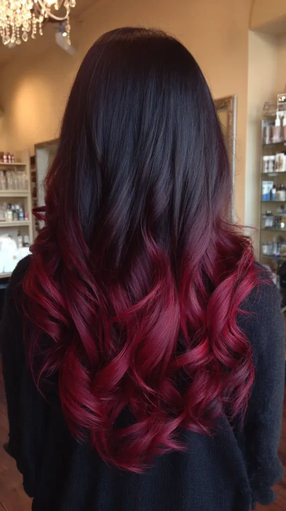 Black to Burgundy Ombre