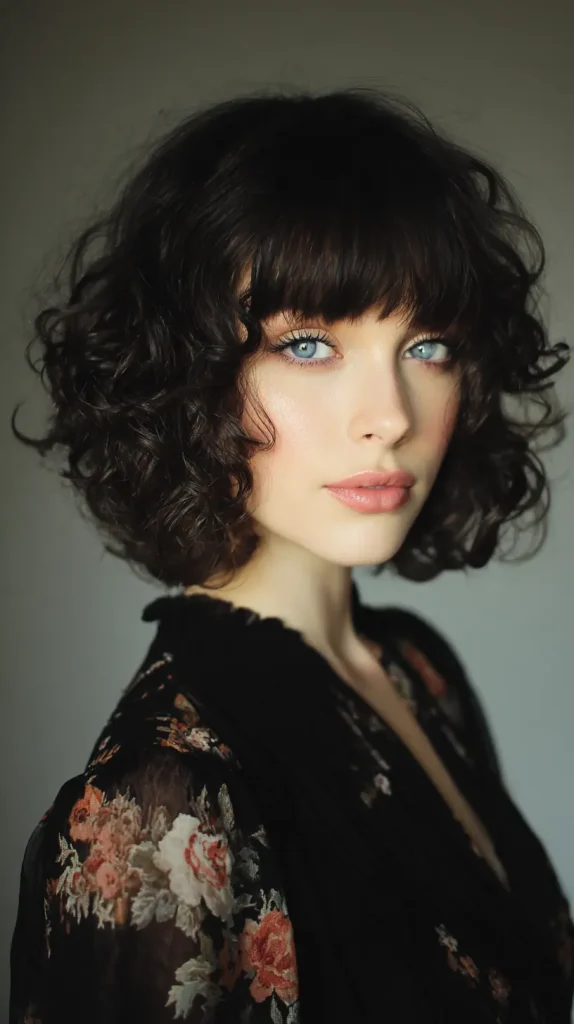 Bob-Length Curls with Baby Bangs
