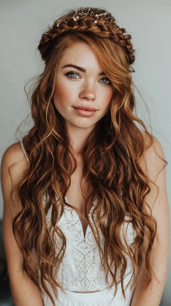 Boho Glam Waves with Braided Crown