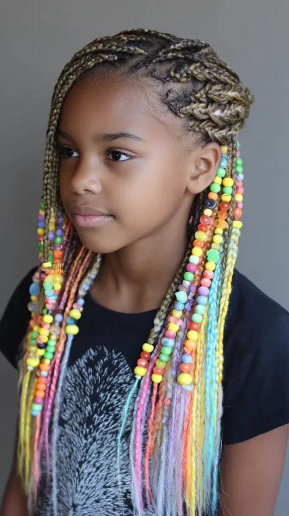 Box Braids with Rainbow Beads