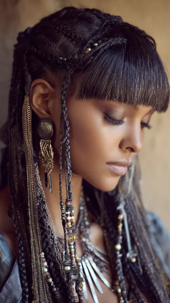 Braided Bangs with Beads