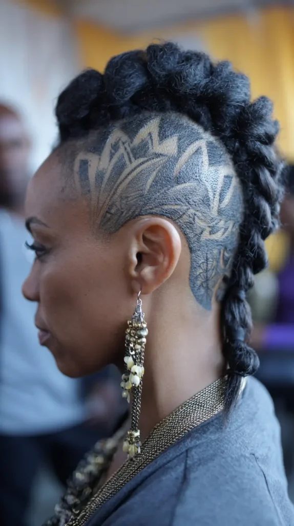 Braided Mohawk with Designs