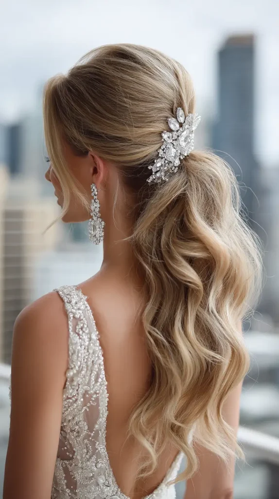 Bridal Ponytail with Glam Waves