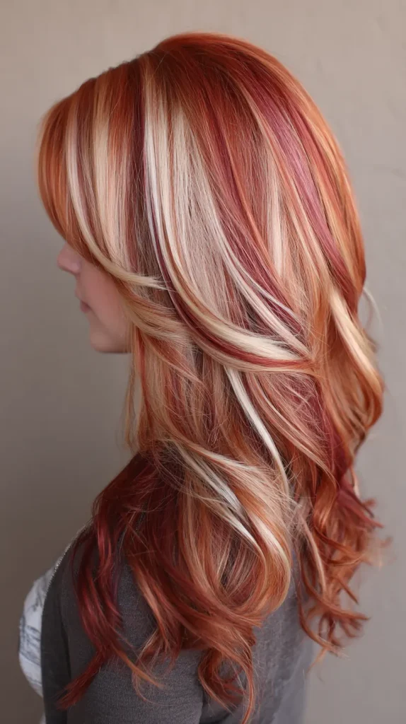 Bright Red with Platinum Highlights