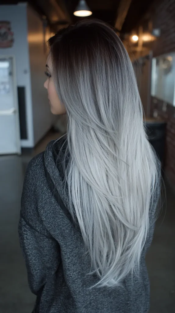 Brunette to Silver Ombre