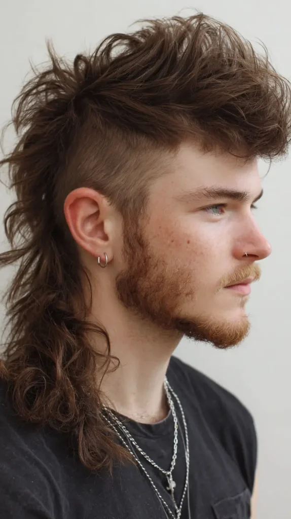 Burst Fade Mullet with Bangs