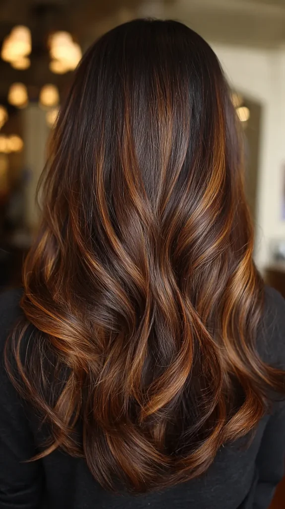 Caramel Highlights on Dark Hair