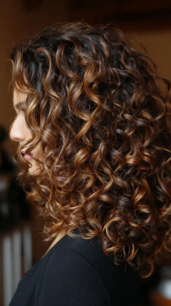 Caramel Highlights on Natural Curls