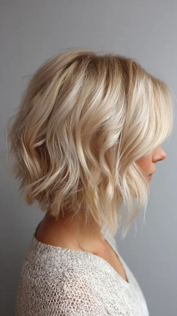 Champagne Blonde Bob with Choppy Ends