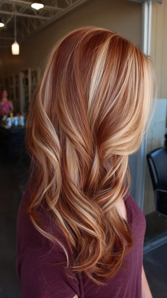 Cherry Red with Caramel Highlights