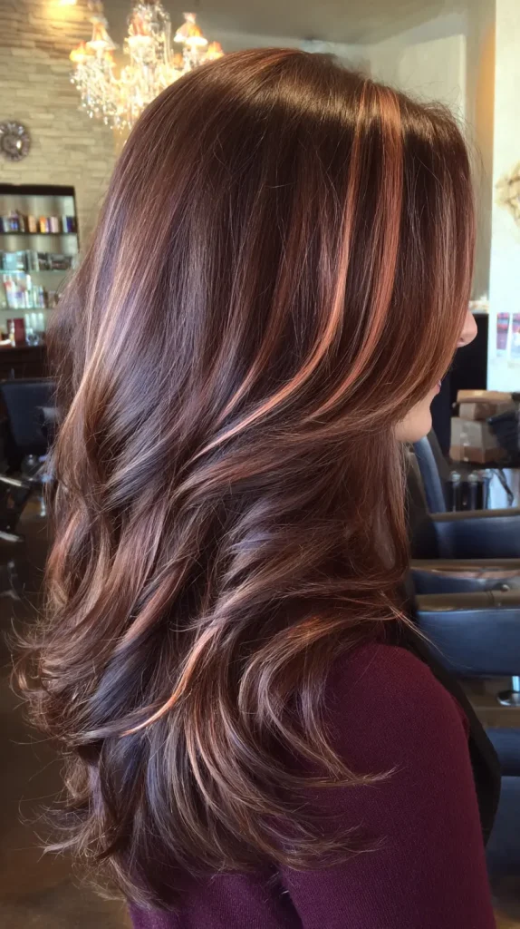 Chestnut Brown with Rose Gold Highlights