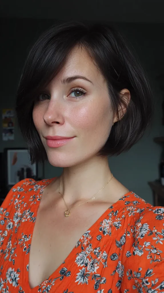 Chin-Length Bob with Side-Swept Bangs