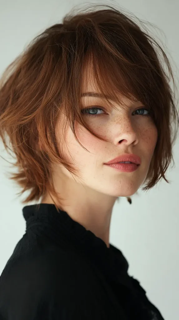 Choppy Layered Bob with Side Bangs