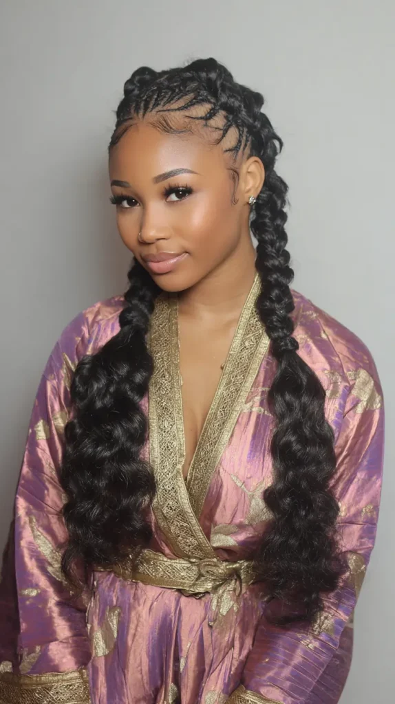 Classic Fulani Braids with Long Body Wave Weave