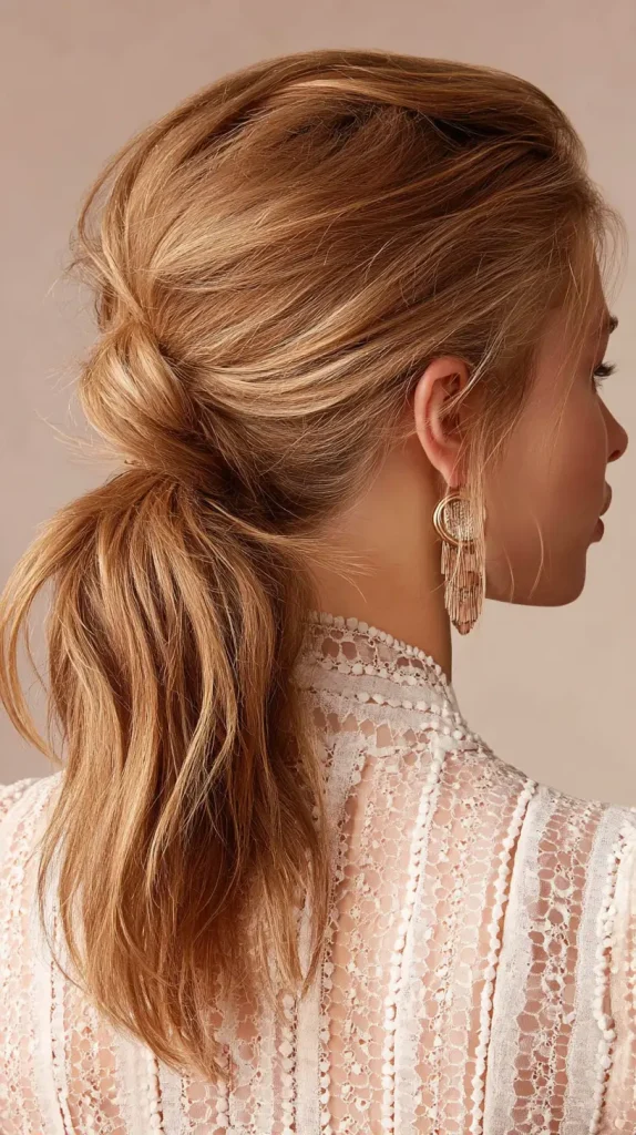  Clipped Low Ponytail