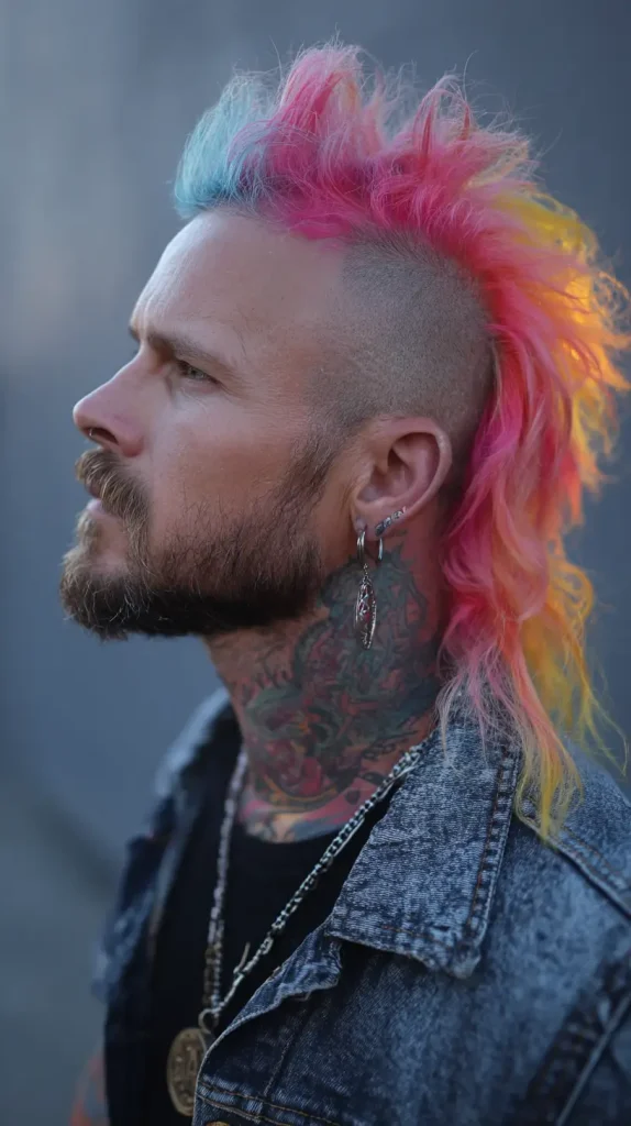 Colored Burst Fade Mullet