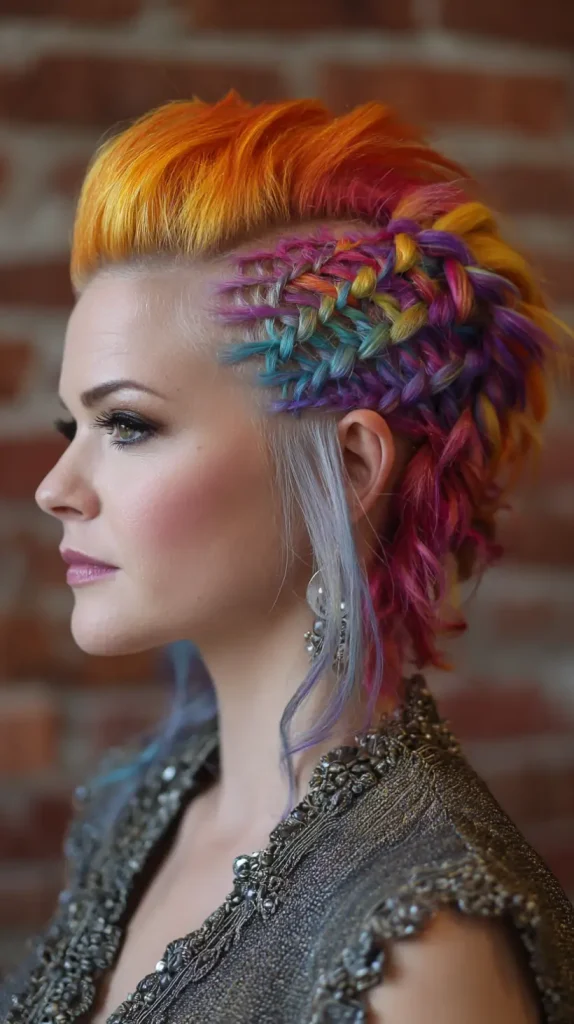 Colorful Braided Mohawk