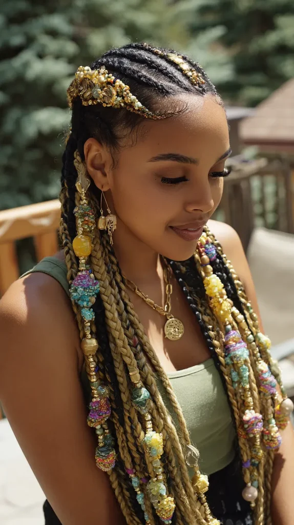 Cornrows with Color-Coordinated Beads
