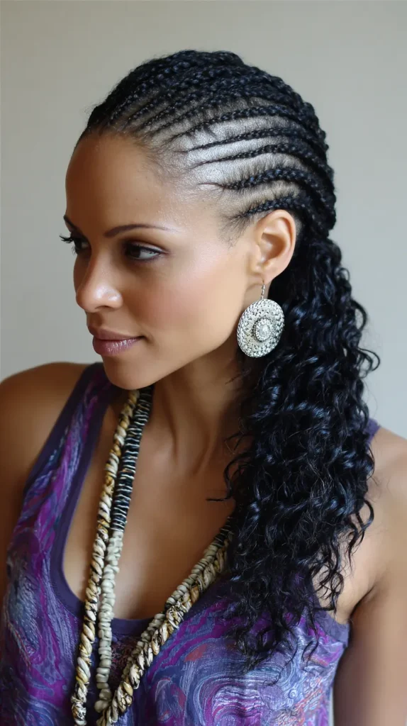 Cornrows with Curly Ends