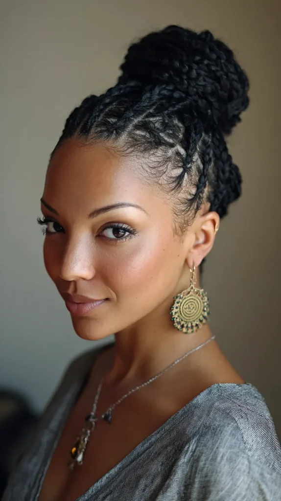 Cornrows with Natural Bun