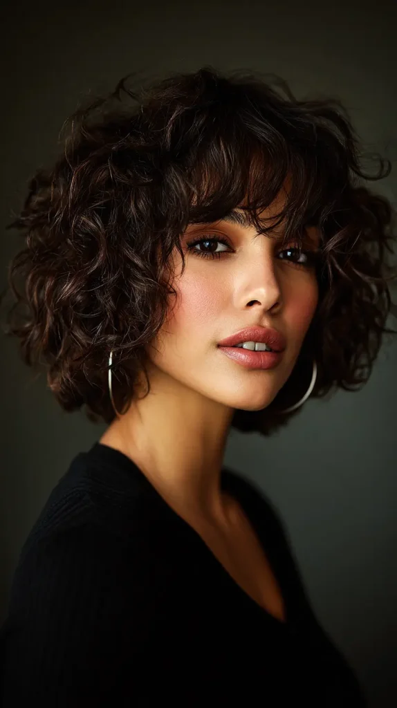 Curly Bob with Side Bangs