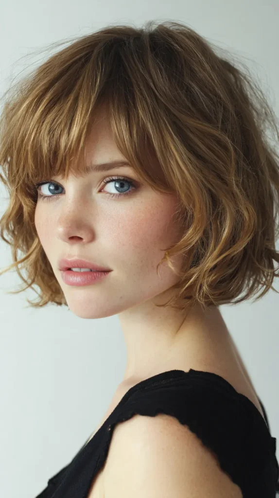 Curly Choppy Bob for Fine Hair