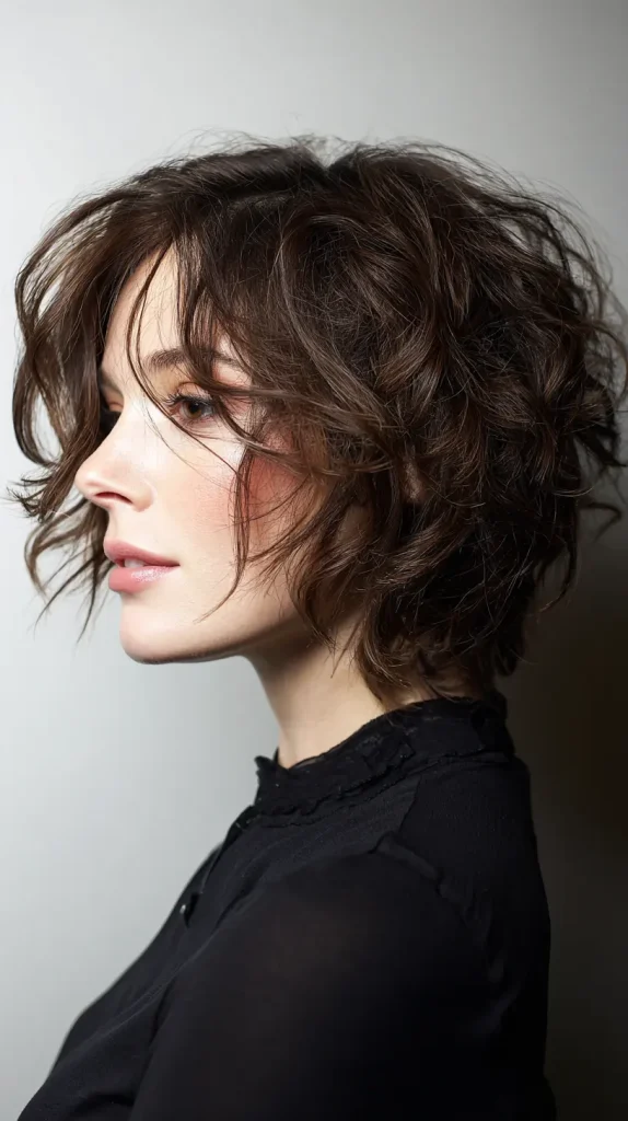 Curly Choppy Layered Bob