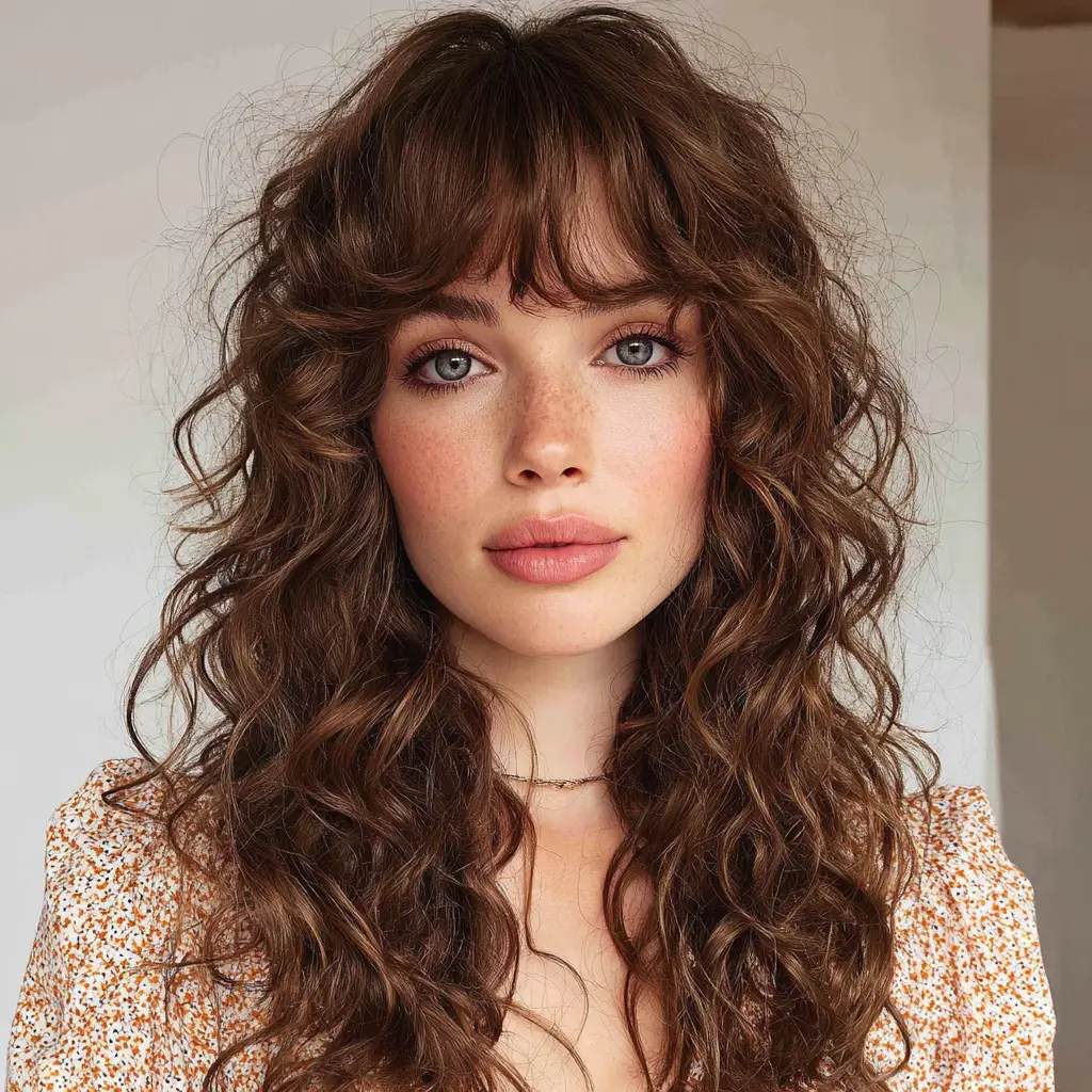 Curly Curtain Bangs