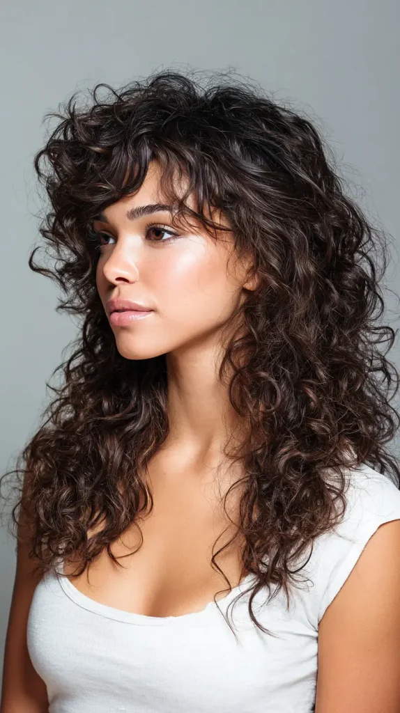 Curly Layers with Side Bangs
