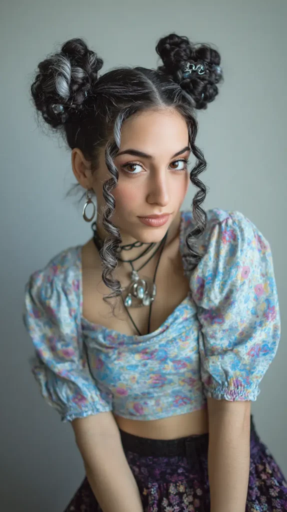 Curly Low Space Buns