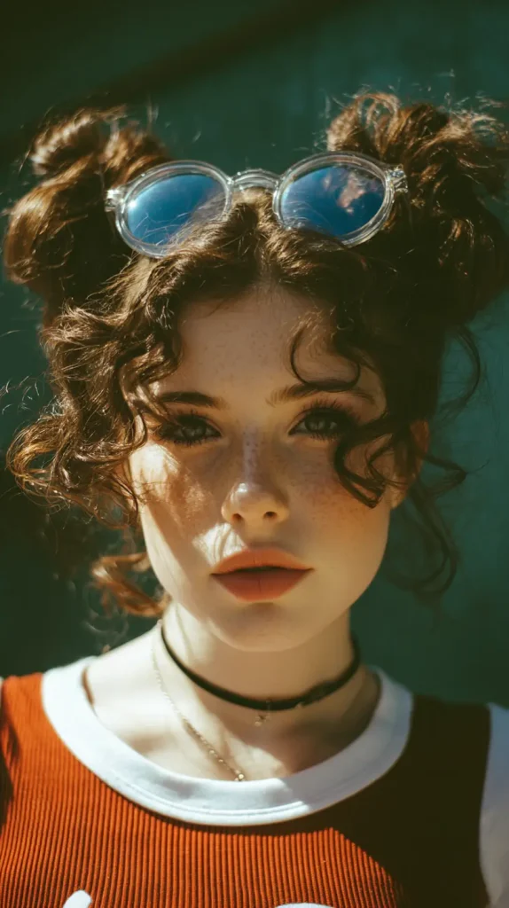 Curly Messy Space Buns
