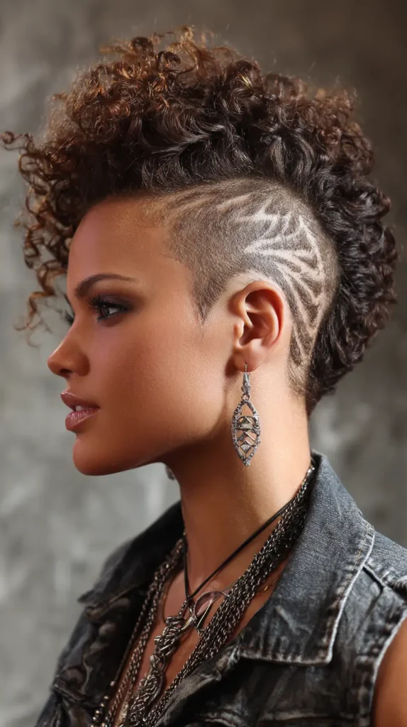  Curly Mohawk with Designs