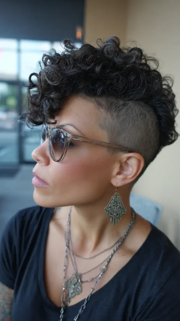 Curly Mohawk with Fade
