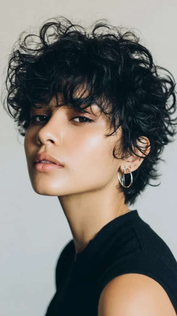 Curly Pixie Cut with Micro Bangs