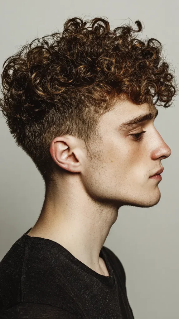 Curly Two Block Haircut Men