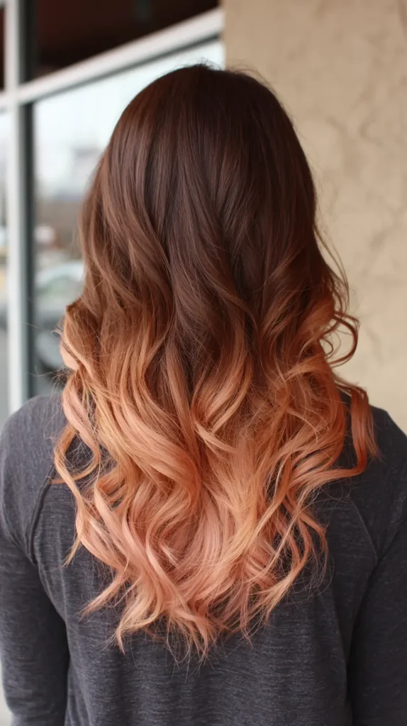 Dark Brown to Peach Ombre