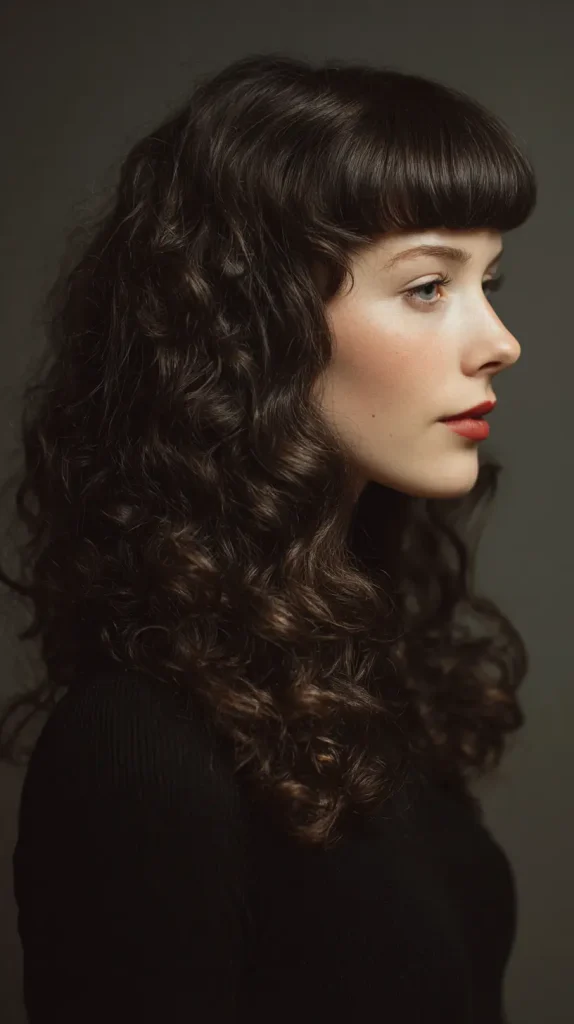 Defined Curls with Arched Bangs