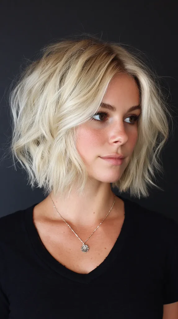  Dirty Blonde Choppy Bob with Texture
