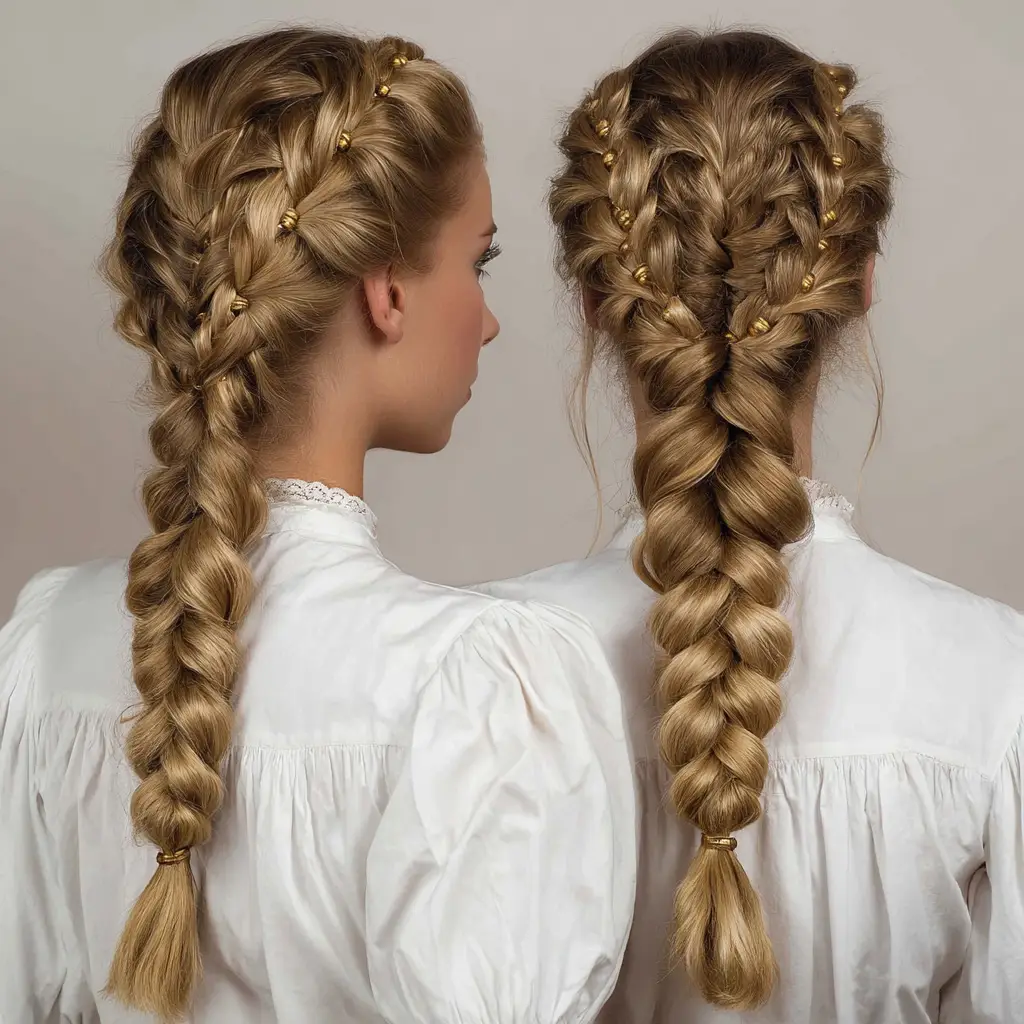 Double Dutch Braids with Beads or Cuffs