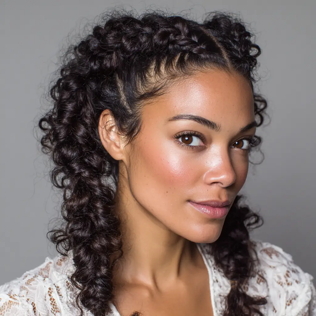 Double Dutch Braids with Curly Ends