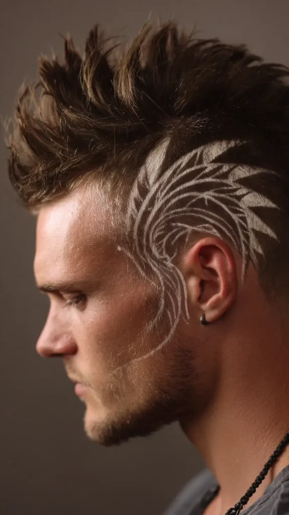 Faux Hawk with Line Design