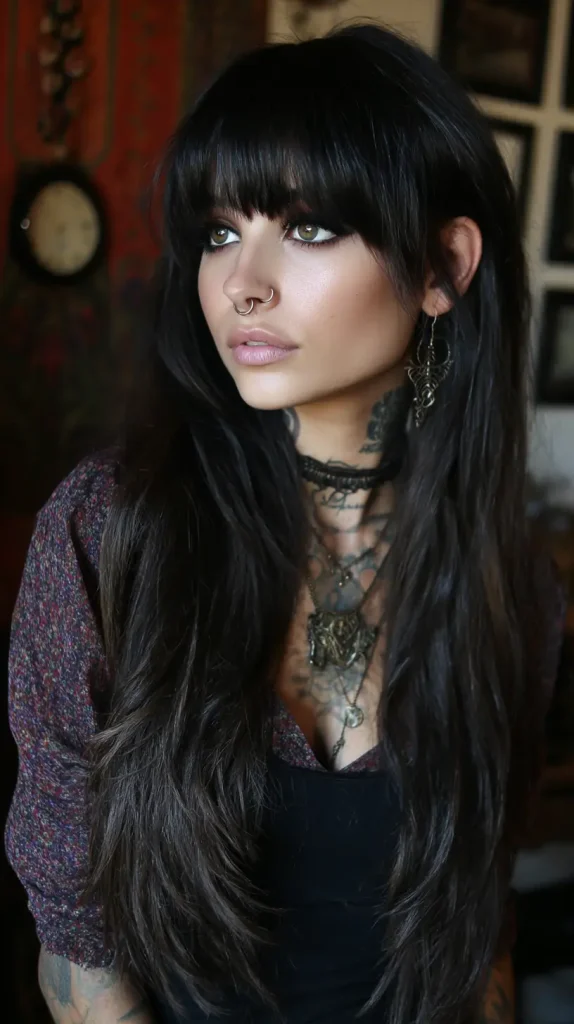 Feathered Long Bangs