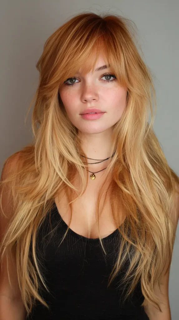 Feathered Side Bangs with Long Hair