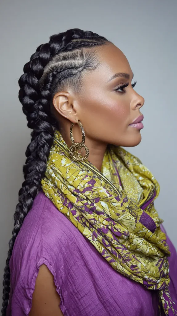 Feed-in Braids with Scarf Wrap