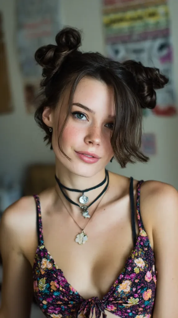 Festival Space Buns for Short Hair
