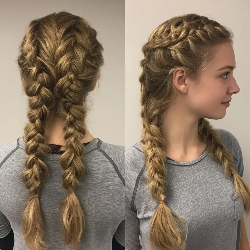 Fishtail-Ended Double Dutch Braids