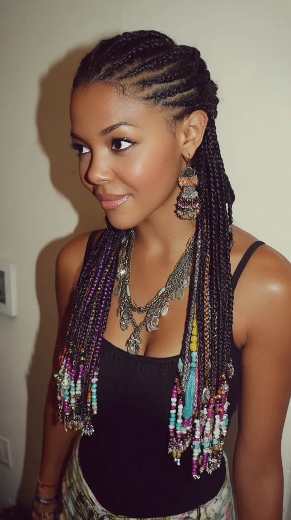 Ghana Braids with Beaded Ends