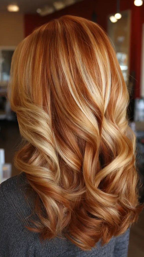 Ginger Red with Butter Blonde Highlights