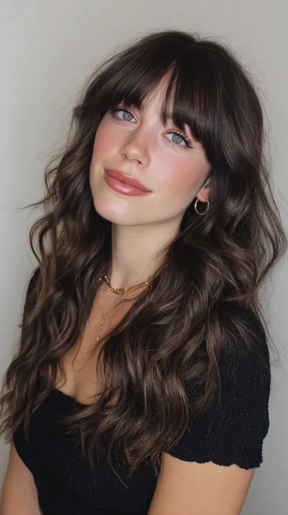 Glam Waves with Curtain Bangs